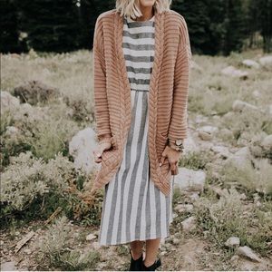 Camel colored thick knit Roolee Boutique cardigan